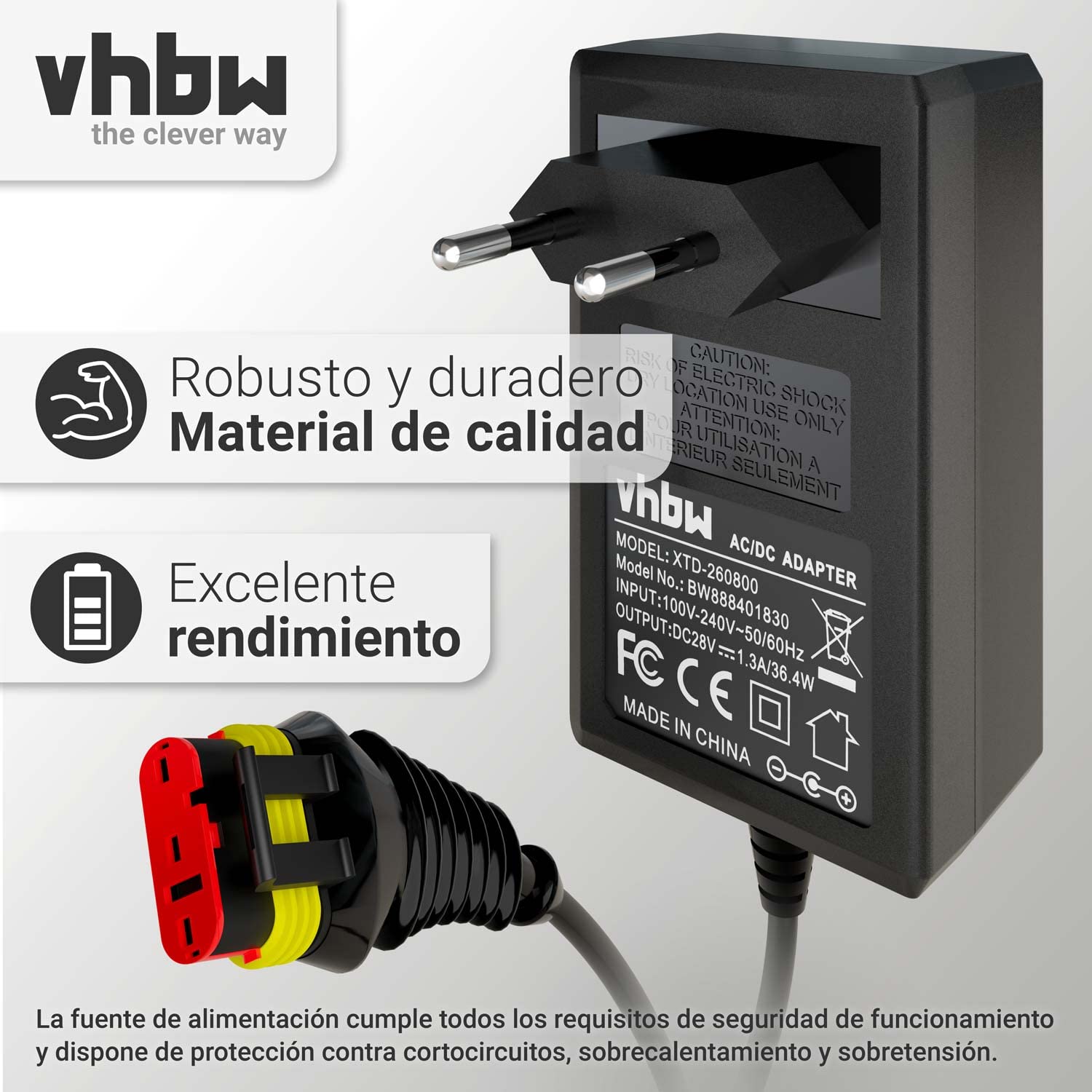 vhbw Fuente alimentación CA/CC Compatible con Gardena Sileno Life, Sileno Minimo, R80Li, Sileno City Robot cortacésped - 10,1 cm
