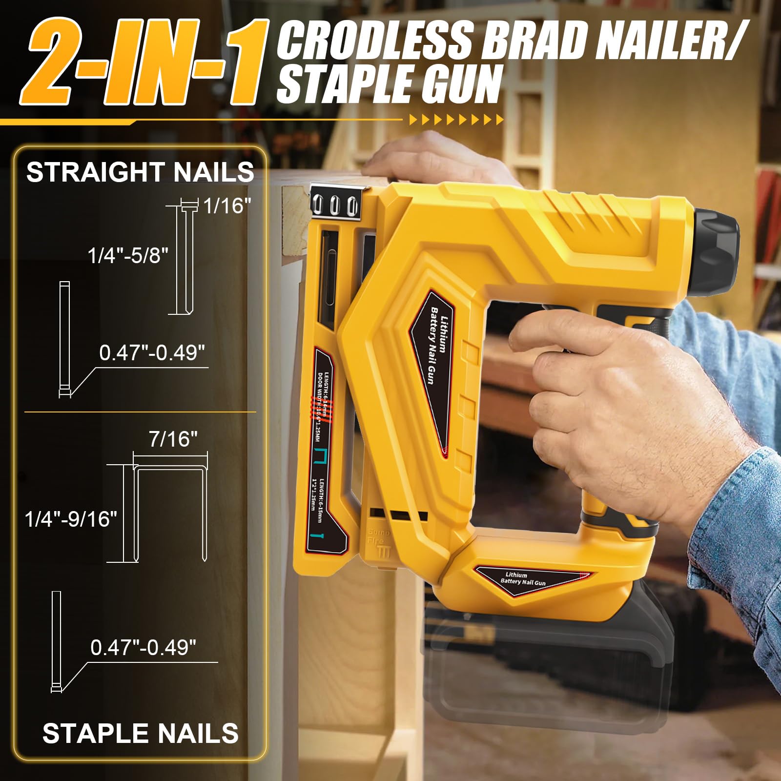 Roadtime Chiodatrice a batteria per batterie DeWalt da 20 V (senza batteria), 18 GA e pistola per unghie tipo 140, pistola senza spazzole max. 150 colpi/min, con 1000 chiodi e 1000 graffette, per fai