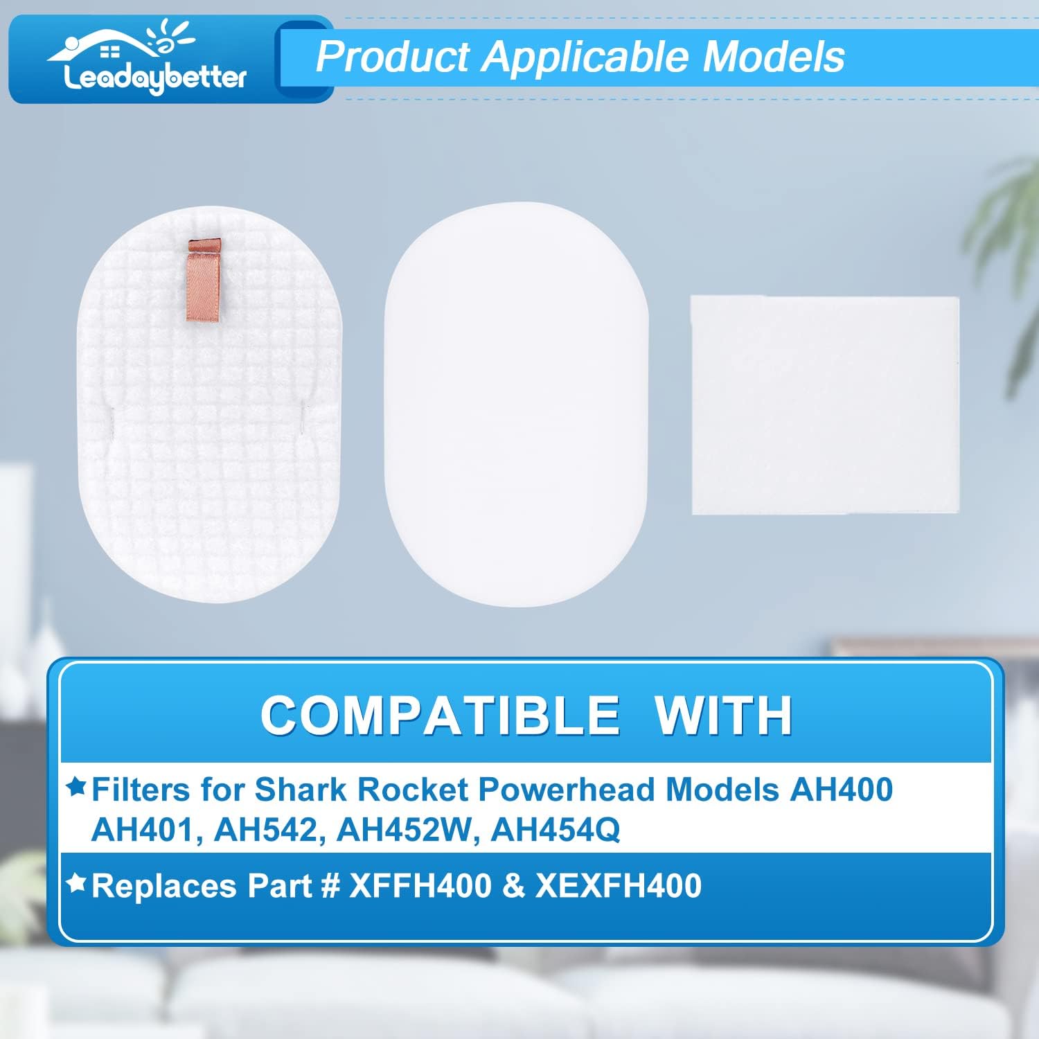 Leadaybetter replacement foam and felt filters for Shark Rocket Powerhead vacuum