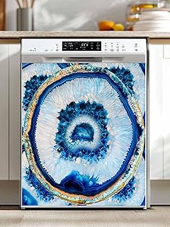 Blue Abstract Marble Dishwasher Magnet Cover, Modern Abstract Art Refrigerator Magnets Covers for The Front Door, Reusable Dishwasher Panel Fridge Decal Cover for Home Appliance Decor 23''x26''