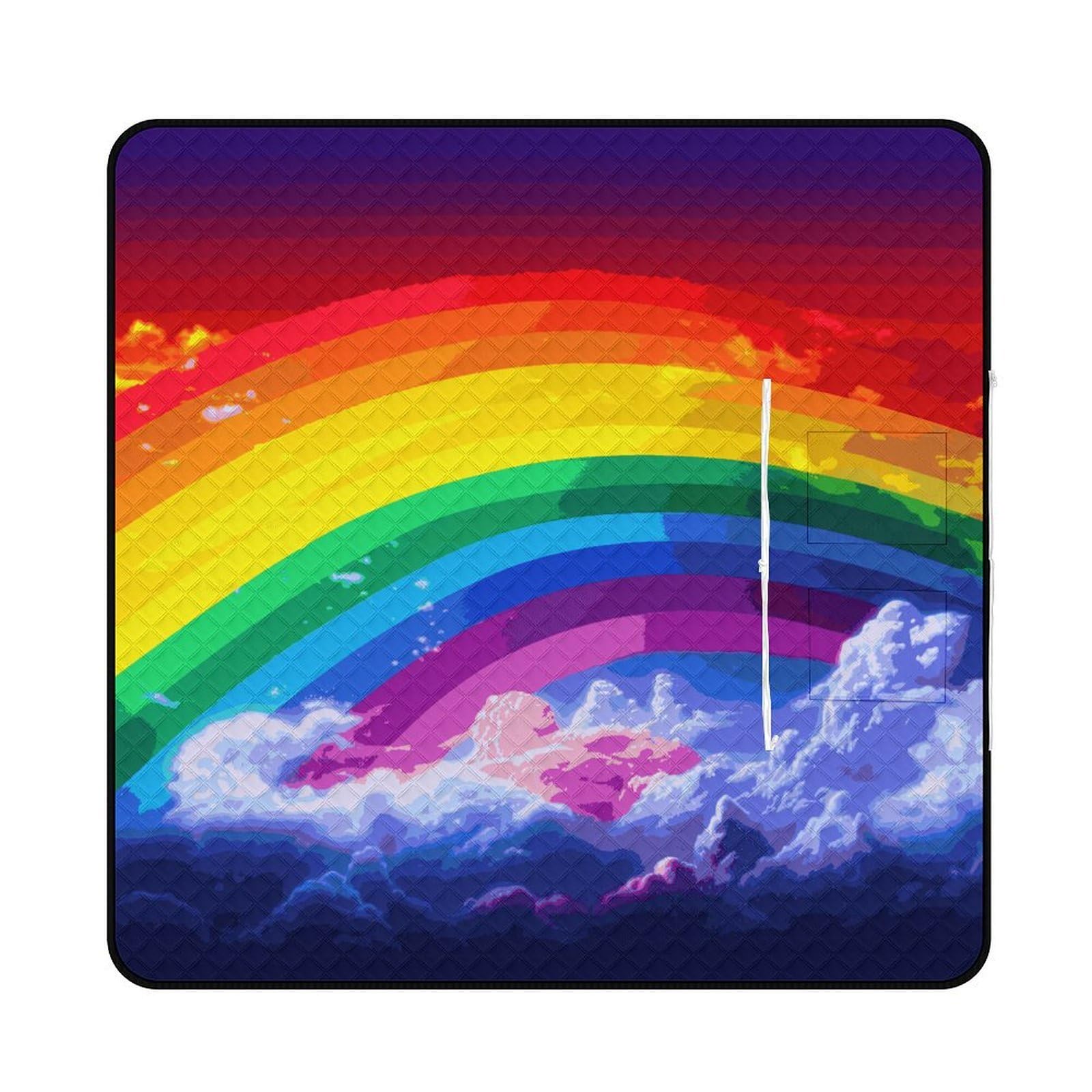 VstaDank Rainbow Picnic Mat 200x200cm Extra Large Picnic Blanket with Zipper Waterproof Sandproof Beach Blanket Portable Beach Mat Foldable Camping Blankets for Park Grass Lawn Travel