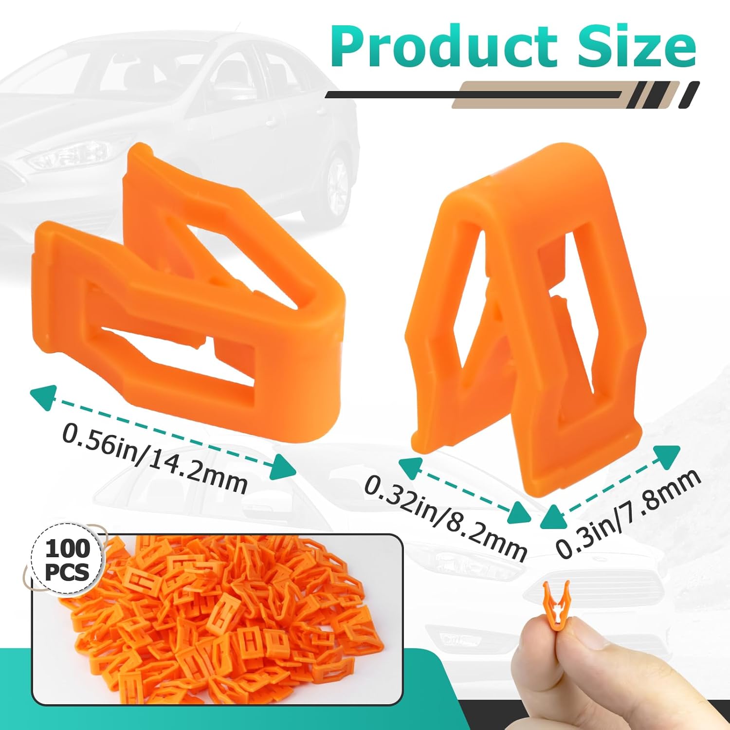 100 Pcs Orange Dash Panel Clips for Ford & Mercury, Console Radio Fastener Retainers