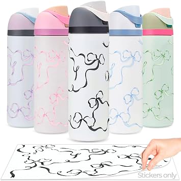 Bows Stickers for Custom Owala Accessories - Cute Tumbler Decals, Fits 24oz Urban Outfitters Owala Bottles Ocean Breeze Bow, Black