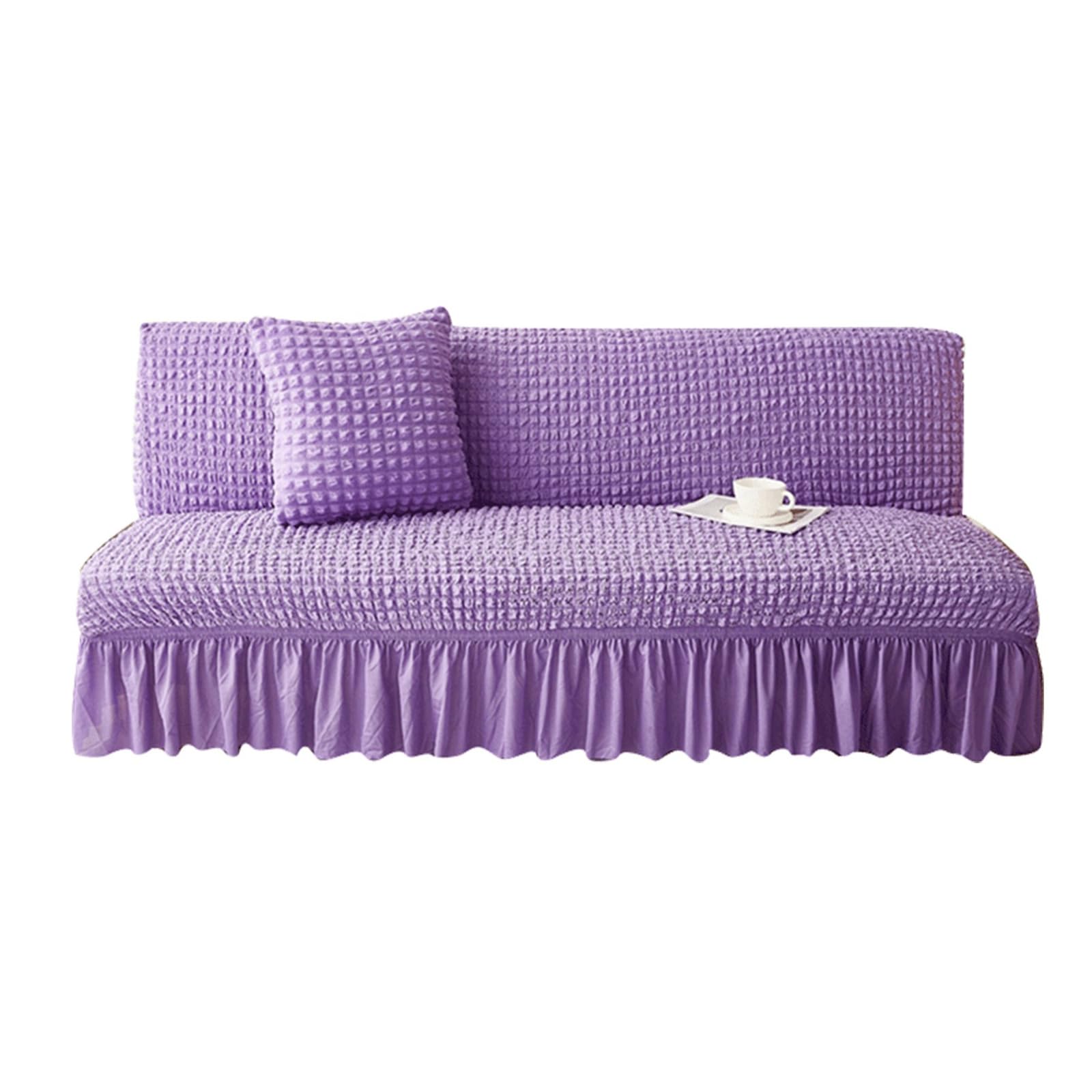 Housse de canapé extensible sans accoudoirs beige 3 places pour protection salon élastique