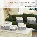 Large Storage Baskets-Storage Bins for Shelves and Closet Organizing, Foldable Fabric Bin for Home Organization Clothes and Laundry (3-Pack, 15.7x11.8x8.26 Inch, White&Grey)