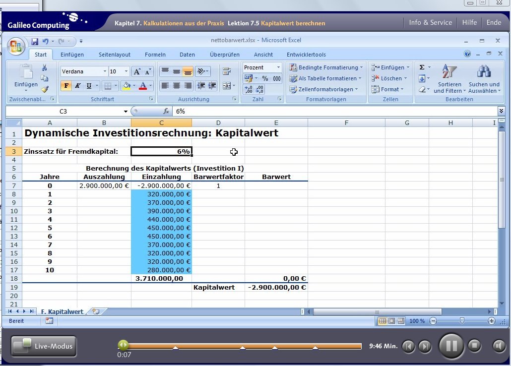 Excel 2007 professionell einsetzen. Das Video-Training für Controlling, Finanzplanung, Personalplanung, Büroeinsatz und Projektmanagement