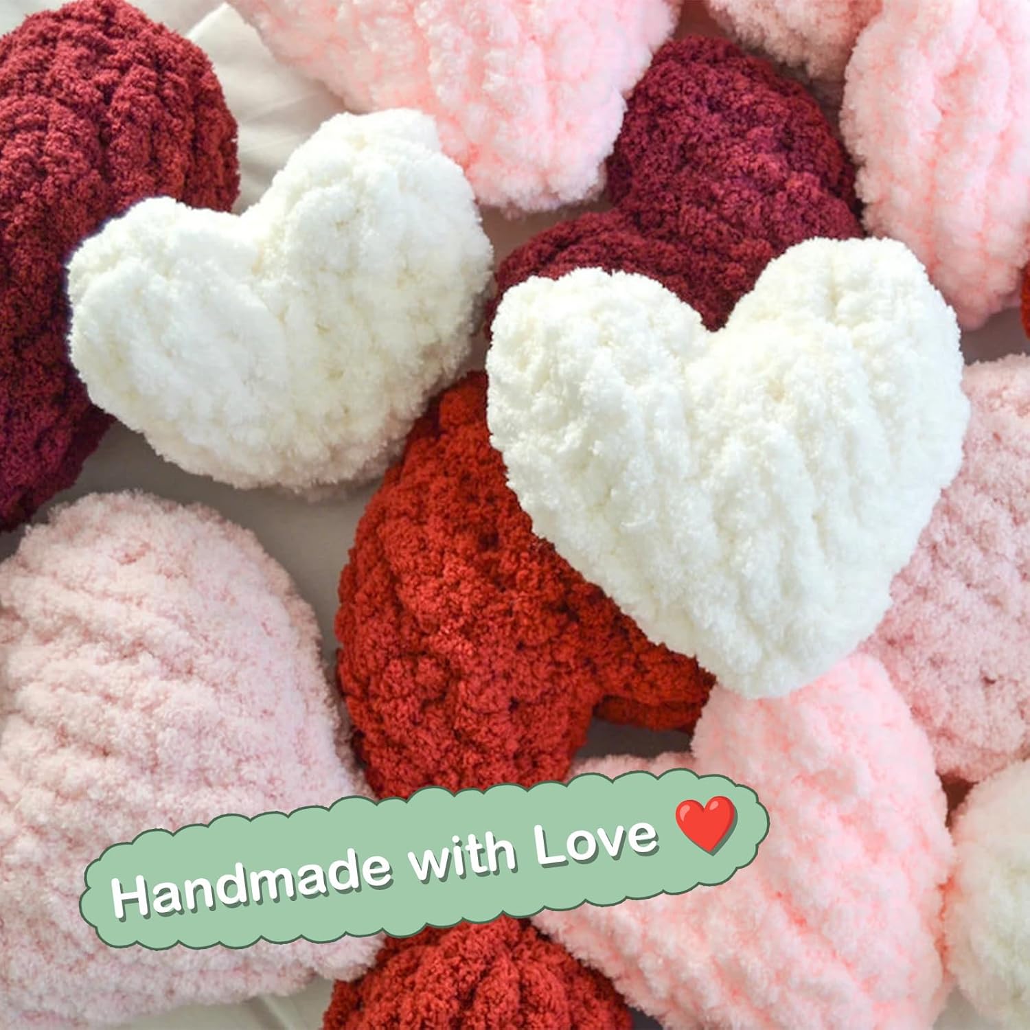 Cream Chunky Chenille Yarn - Super Bulky Thick Yarn for Hand Knitting and Crocheting - Extra Soft Jumbo Yarn for Blankets, Scarves - 8-Pack (9 Oz Each Skein)