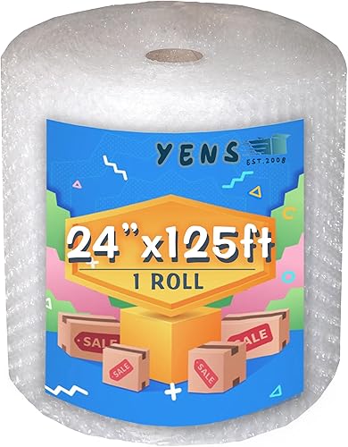 Yens Rollo de amortiguación de burbujas de 125 pies 24 pulgadas de ancho 1/2 rollo de burbujas perforado grande (24 a 125 pies)