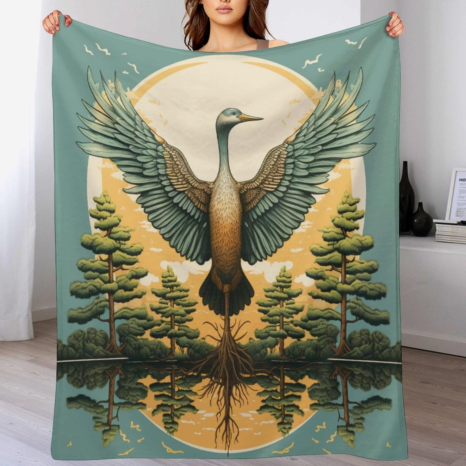 Couverture cigogne chaude en flannel pour lit fini les nuits fraîches