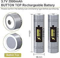 Vista 2 de Batería de iones de litio recargable de alta capacidad de 3.7V 3500mAh para linternas, faros, timbres y más, paquete de 2