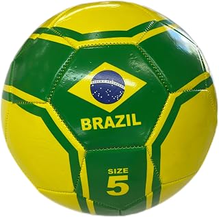 Brazil PVC Soccer Ball, Size 5, Machine Sewn for Adult Competition and Training, Indoor/Outdoor