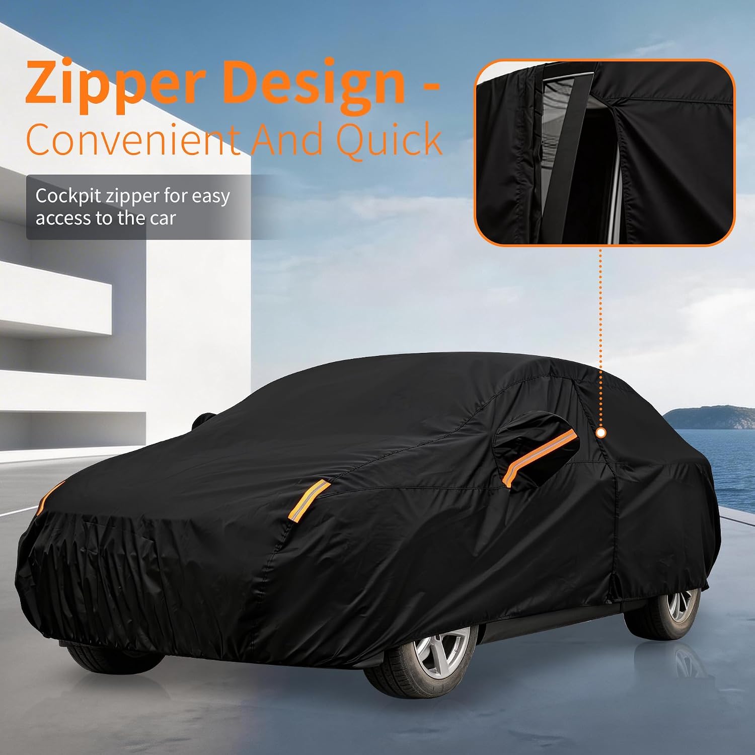 Waterproof Car Cover All-Weather,Full Exterior Automobiles Cover for Sedan 179-185 inch Universal Fit Toyota Corolla/Prius, Honda Civic, VW Jetta, Kia Forte, Nissan, Hyundai Elantra etc.