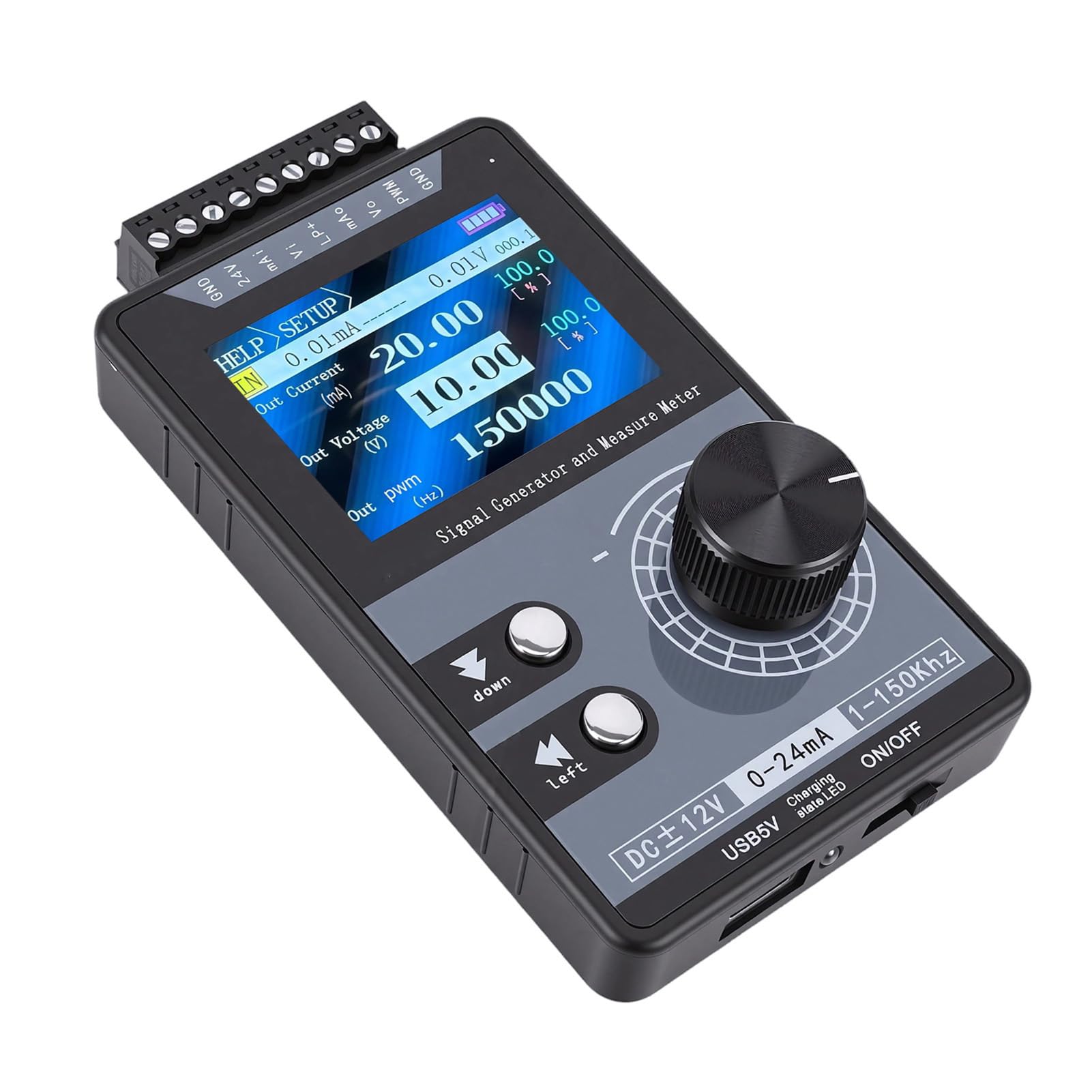 Akozon Generador de Señal de Corriente de Voltaje CC Ajustable de 4-20mA para Panel de Calibración de Prueba LED PLC, Generador de Señal Multifuncional