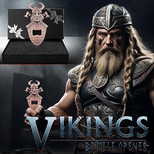 Miniatura 2 de Abrebotellas magnético con diseño de calavera, abrebotellas vikingas vintage, abrebotellas con escudo único, regalos de cerveza para hombres,