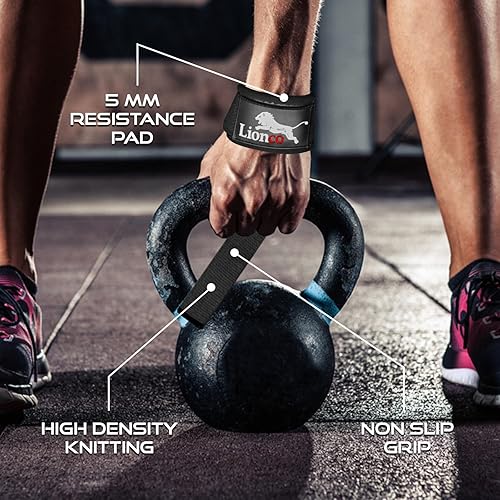 Miniatura 4 de LIONCO Correas de levantamiento de pesas para gimnasio  Correas de muñeca acolchadas resistentes para peso muerto, levantamiento de potencia,