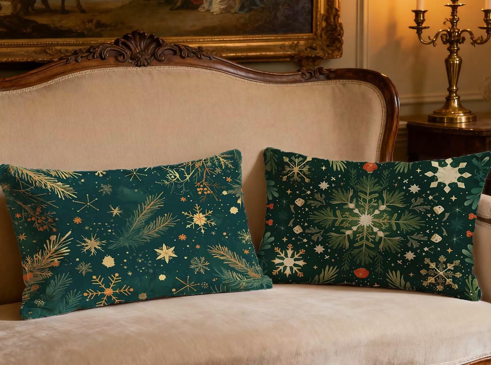 Housse de coussin vert 60x90cm lot de 2 en velours rectangulaire O-606B