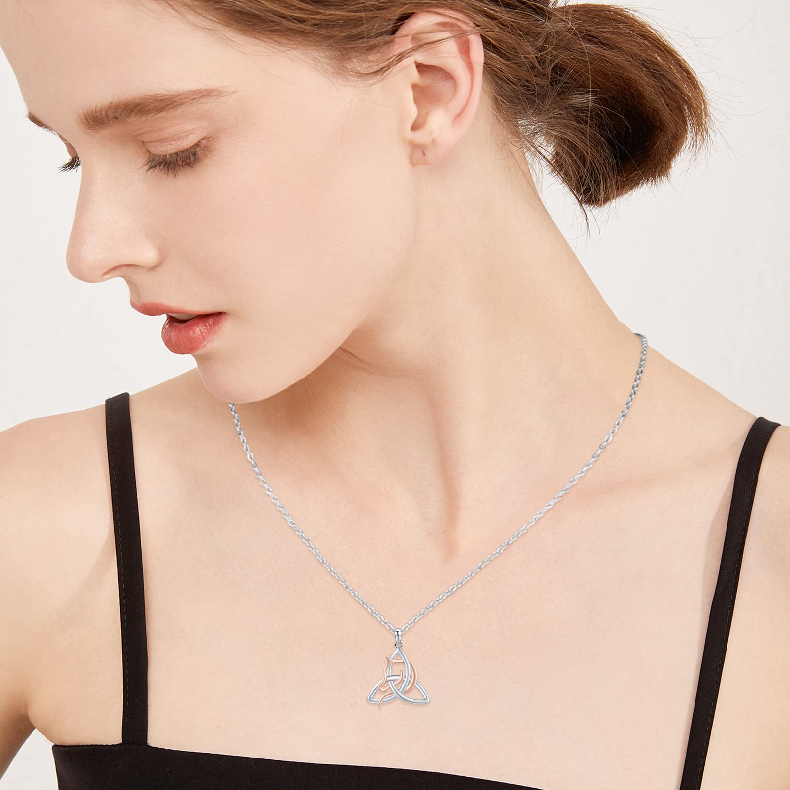 Silber Halskette Pferd Damen, Mädchen 925 Sterling Silber Keltischer Knoten Kette, Hypoallergene Tier Schmuck, Pferdeliebhaber Geschenke für Mädchen