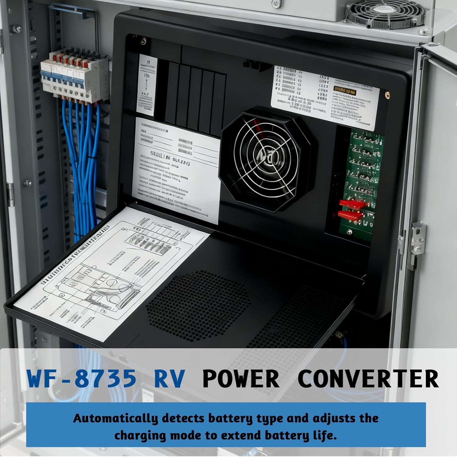 MINJIANG WF-8735-AD 30A RV Power Converter Charger, 35 Amp DC Output Power Center Support Auto Detect, wf-8735 Battery Charger, Compatible with RV/Camper/Caravans/Travel Trailer