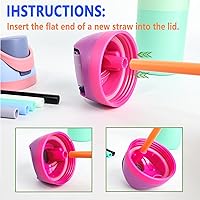 Vista 3 de 6 popotes de repuesto para botella Owala FreeSip de 40 onzas, popotes de plástico reutilizables con cepillo limpiador de limpieza para botellas
