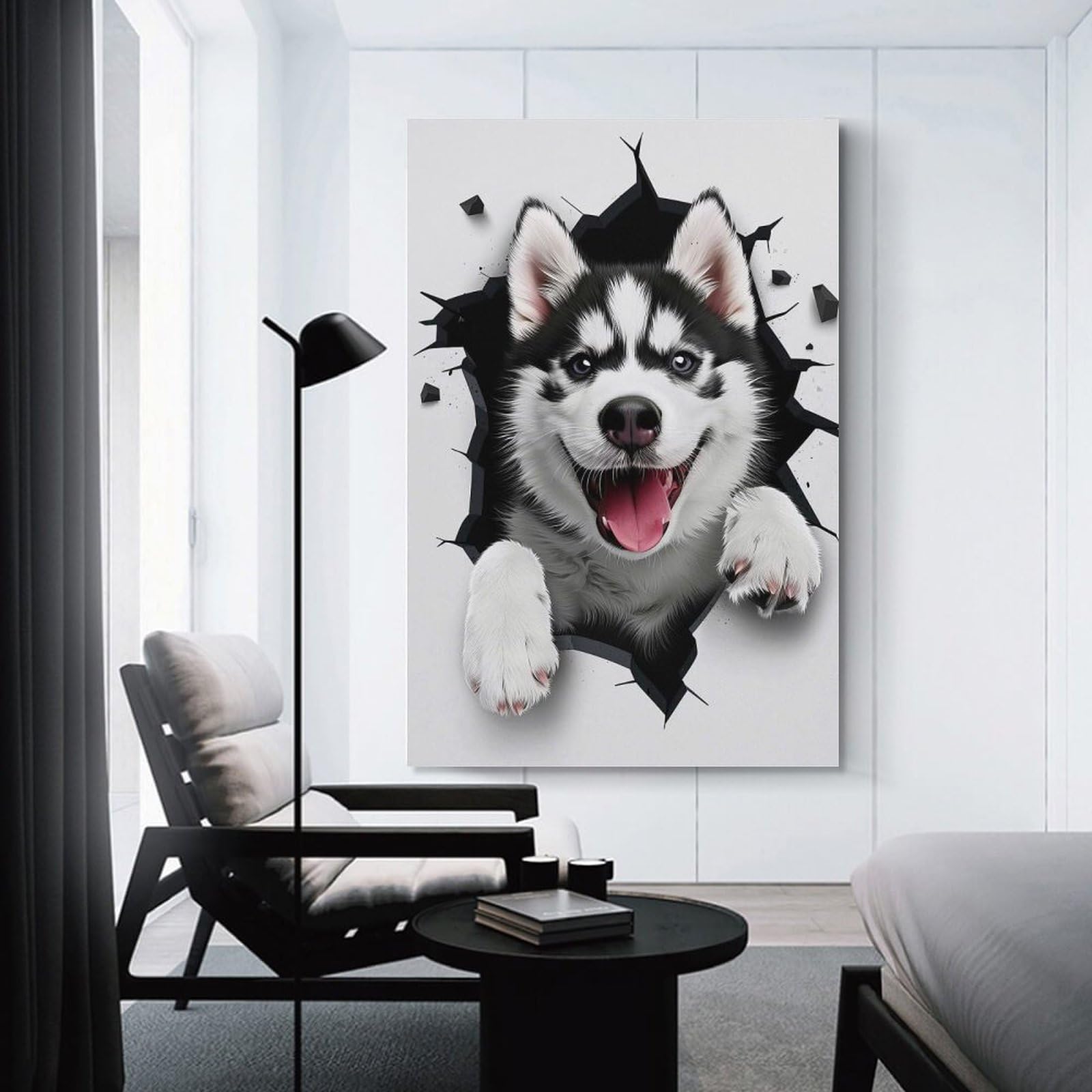 Junmoney Siberian Husky Dog Home Decor Wall Art, 20x30inch(50x75cm), for Living Room, Bedroom Or Home Office, Home Decor Gift with Stylish Appeal
