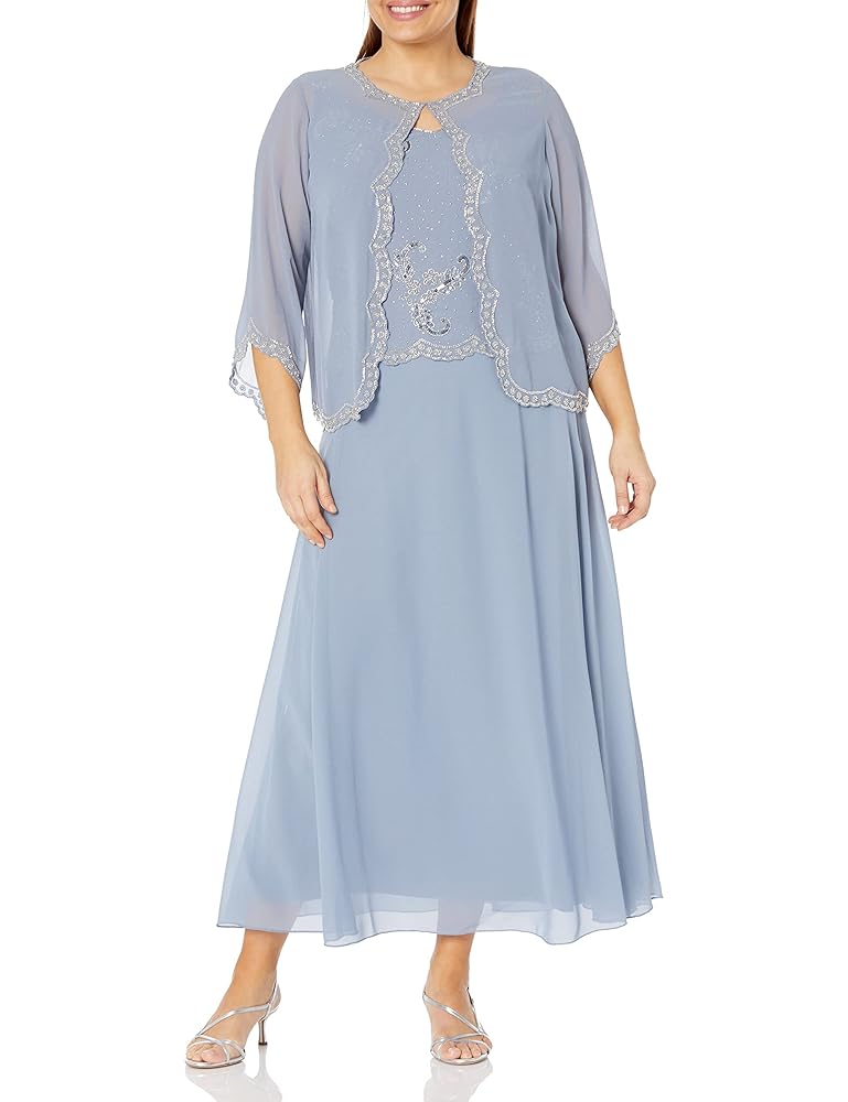 Amazon.com: J Kara Women's Plus Size Beaded Jacket Dress