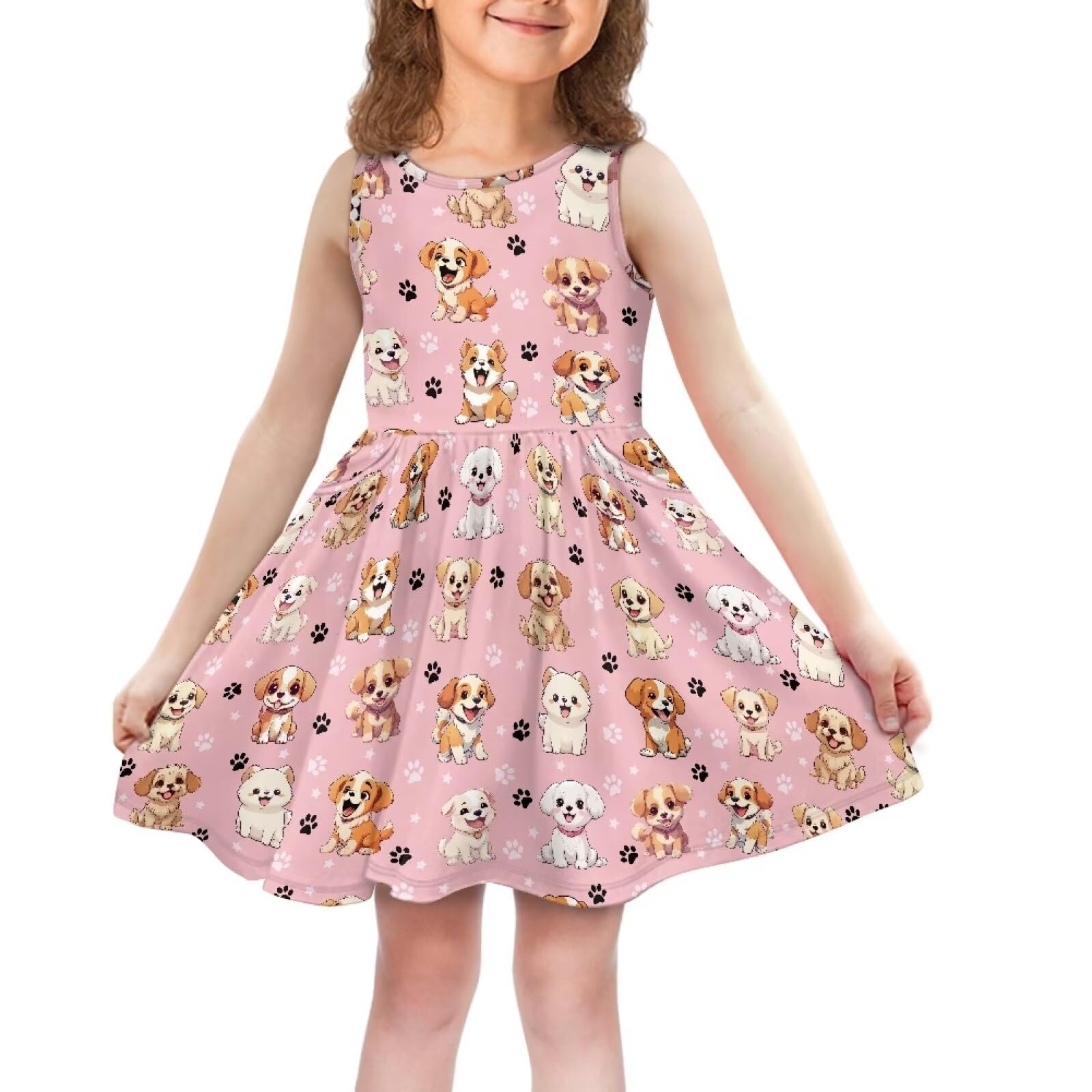Tongluoye Girls Summer Dress with Pockets Casual Sleeveless Midi Dress for 4-14 Years