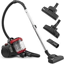 Akitas Powerful 800W Bagless Cylinder Vacuum Cleaner with German Nozzle Head Wessel Werk, Hard Floor Carpet, Turbo Tool for Pet Hair (C10T)