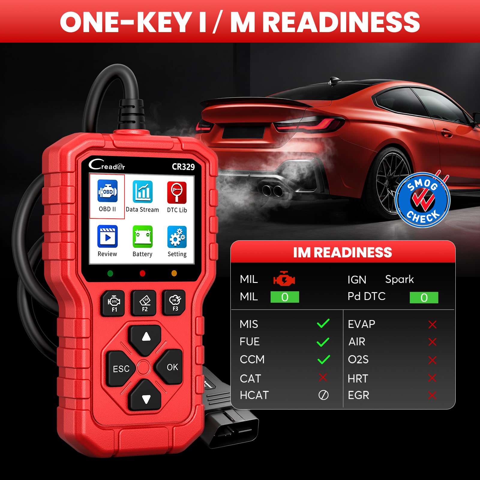 LAUNCH CR329 OBD2 Auto Diagnostica per Spia Motore Codici Auto Diagnosi Auto, Dati Live, Lettura E Cancellazione Codici, Test Batteria 12V, per Auto 1996-2026