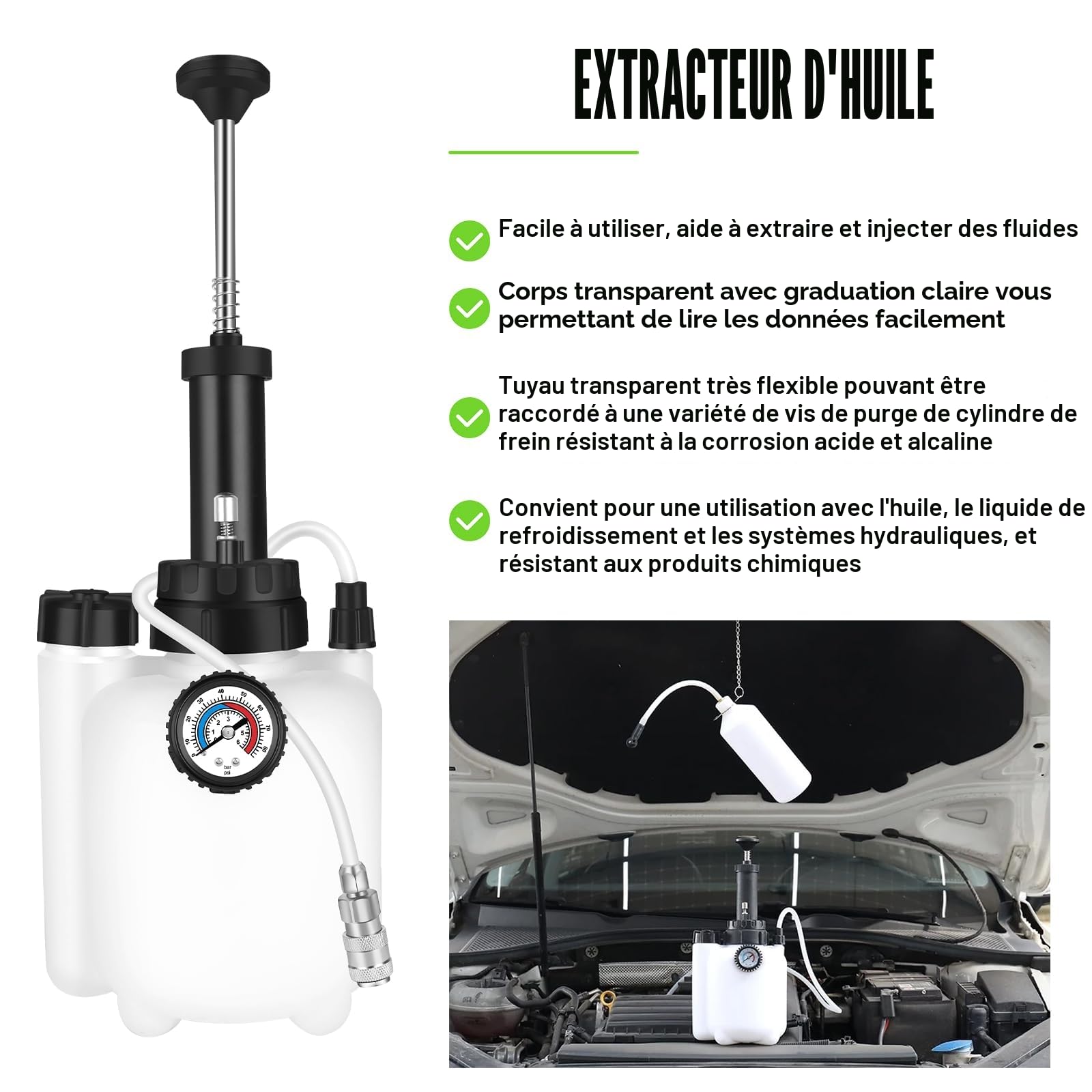 ASUNCELL 3L Vidange Liquide de Frein Manuel, Kit de Purge de Frein Manuel, Universel Purgeur de Frein, Vidange Liquide de Frein Manuel Adaptateur E20 Universel