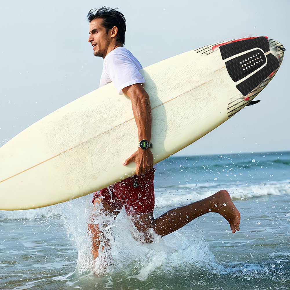 Joyzan Surf Pad Tavola, Antiscivolo Traction Grip Front Deck Trazione da Coda Anteriore Cuscinetti Tappetino Tavole Tailpad Premium Adesivo Longboard Shortboard Fish Board Skimboard Accessorio, Nera