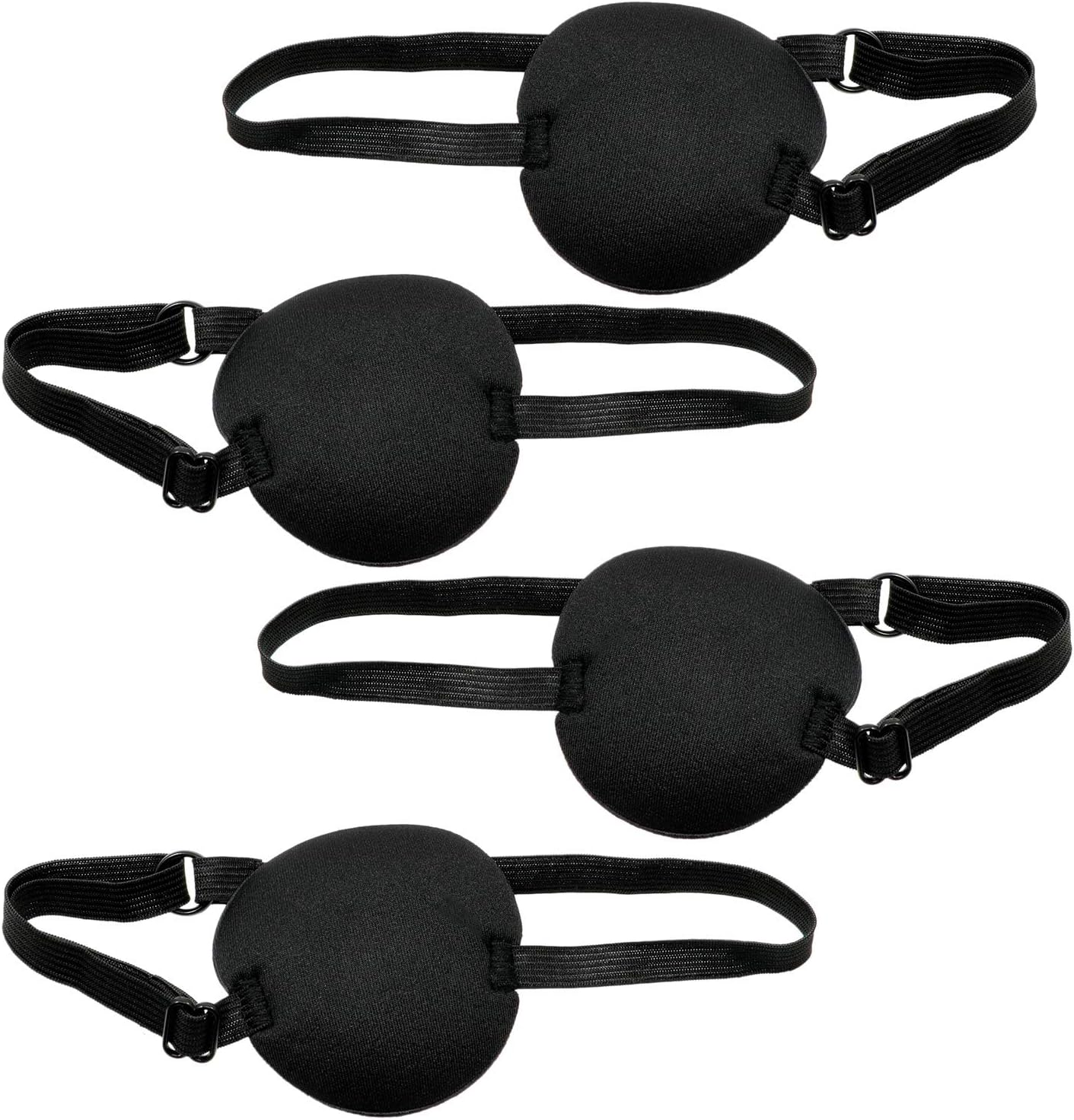 Waycreat One Eye Patch Medical Adjustable Lazy Eye Patches Washable Eyeshades for Adults Kids Black, 4 Pieces
