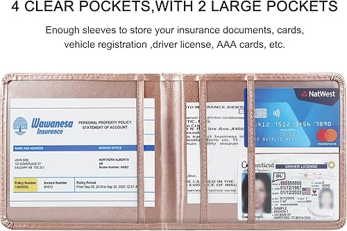 Miniatura 32 de Soporte para registro y seguro de automóvil, soporte de cuero para tarjetas de registro y seguro, organizador de guantera para vehículos