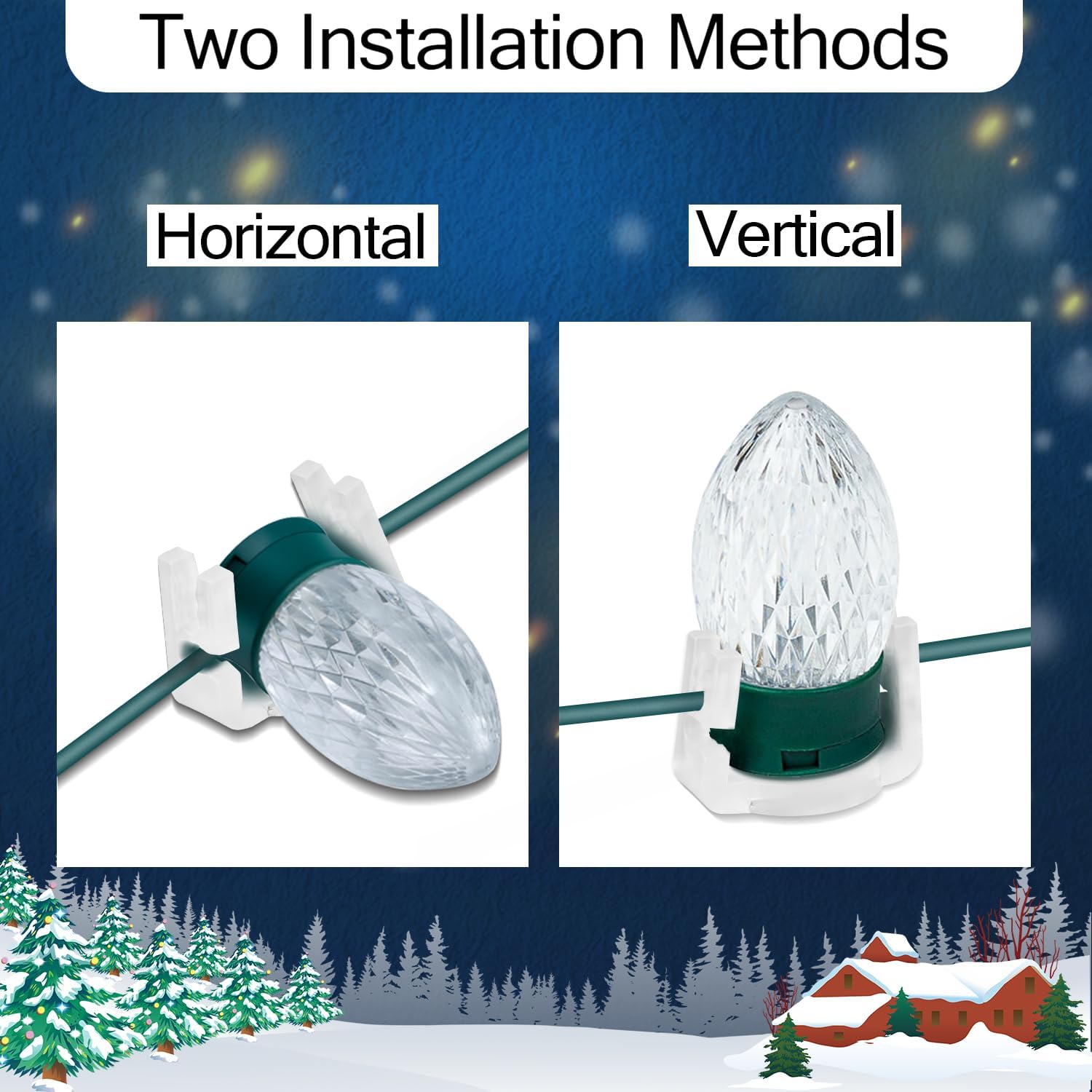 100 Pack Magnetic Christmas Light Clips, Magnet Holiday Lights Clips for Hanging C9 Christmas Lights, Patio, Rope Lights Shingle Gutter Roof Fence Metal Surface