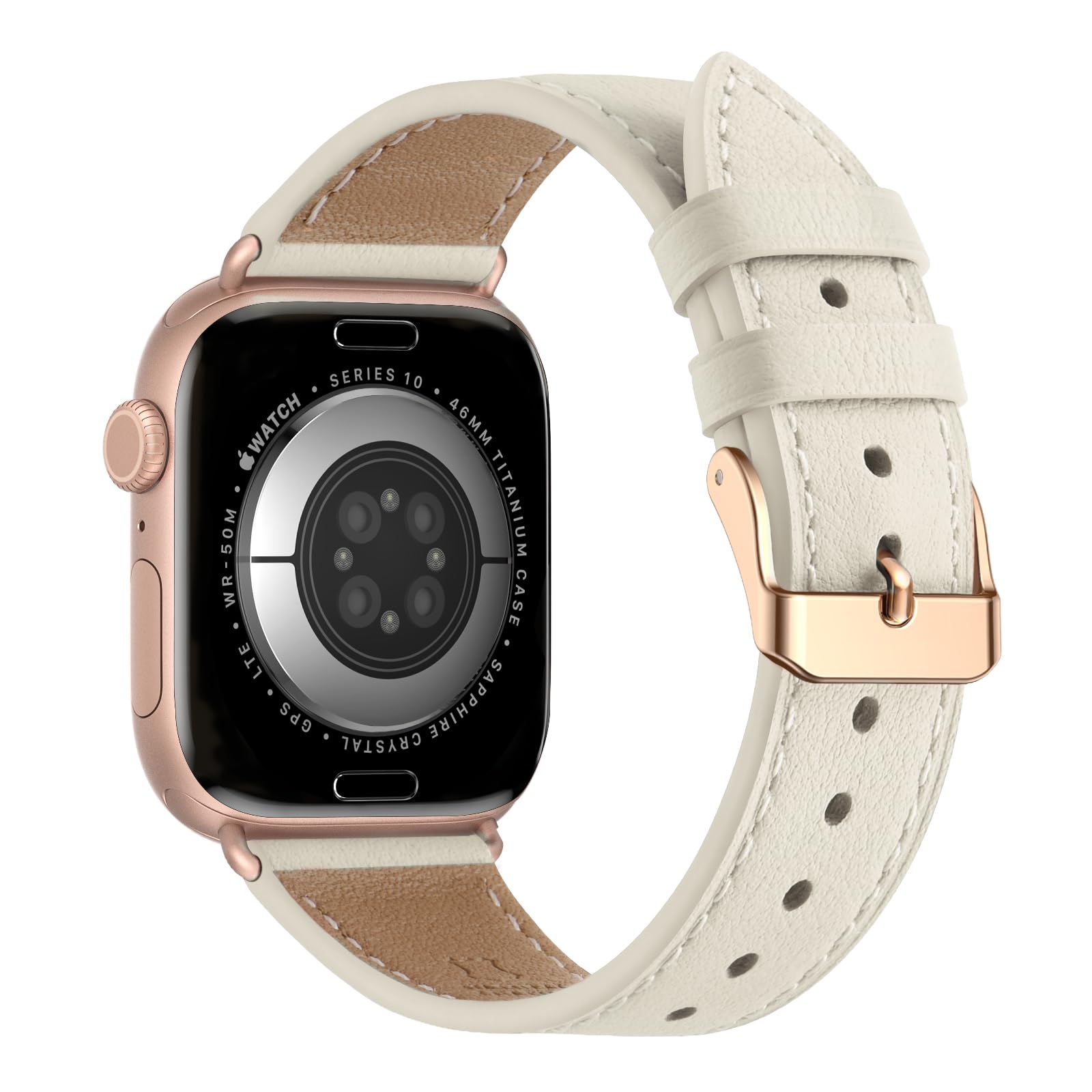 Lederarmband Kompatibel mit Apple Watch Armband für Damen Herren Elegant | 40 mm 42 mm 44 mm 46 mm 41 mm 38 mm 49 mm, kompatibel mit iWatch SE 1/2/3, Series 12 11 10 9 8 7 6 5 4 sowie Ultra 4/3/2/1