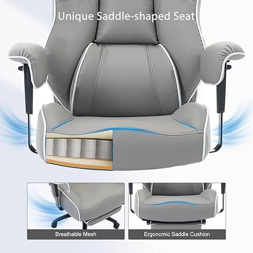 Miniatura 3 de DJWang Silla de oficina grande y alta con reposapiés, silla de oficina ejecutiva de respaldo alto, sillas ergonómicas con soporte lumbar, sillas