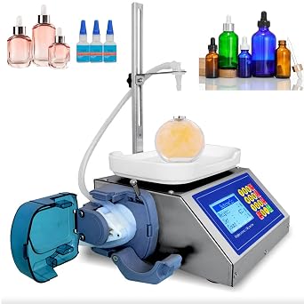 Automatic Liquid Filling Machine Peristaltic Pump Bottle Filler 2-300g Weighing Filling Machine with 2 Filling Nozzles for Essential Oil, Oral Liquid, Perfume, Nail Polish, Lotion, Glue, Ink