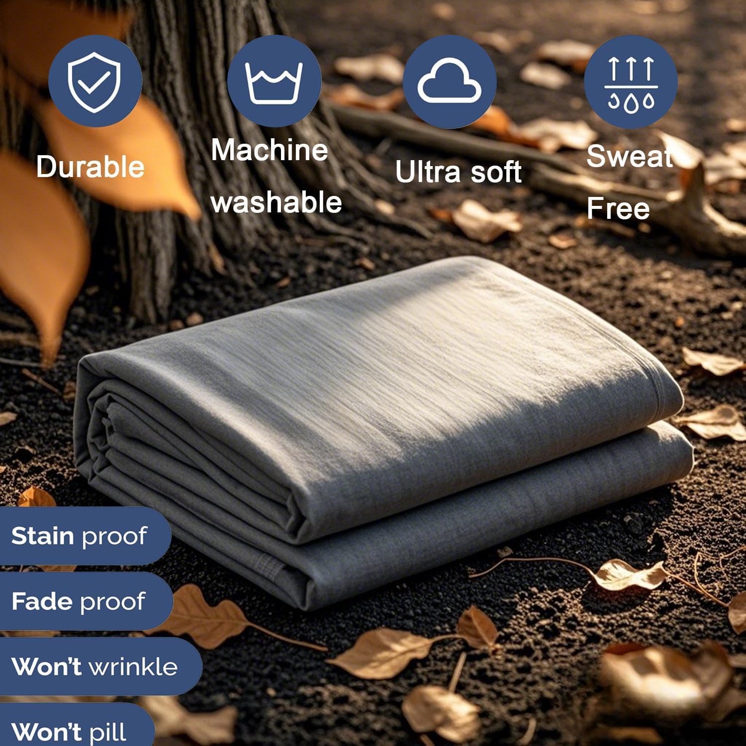 Grounding Sheets Queen Size, 20% Pure Silver Fiber + 80% Organic Cotton, Grounded Sheet Earth Connected Bedding Fitted Earth Sheets with Grounding Cord