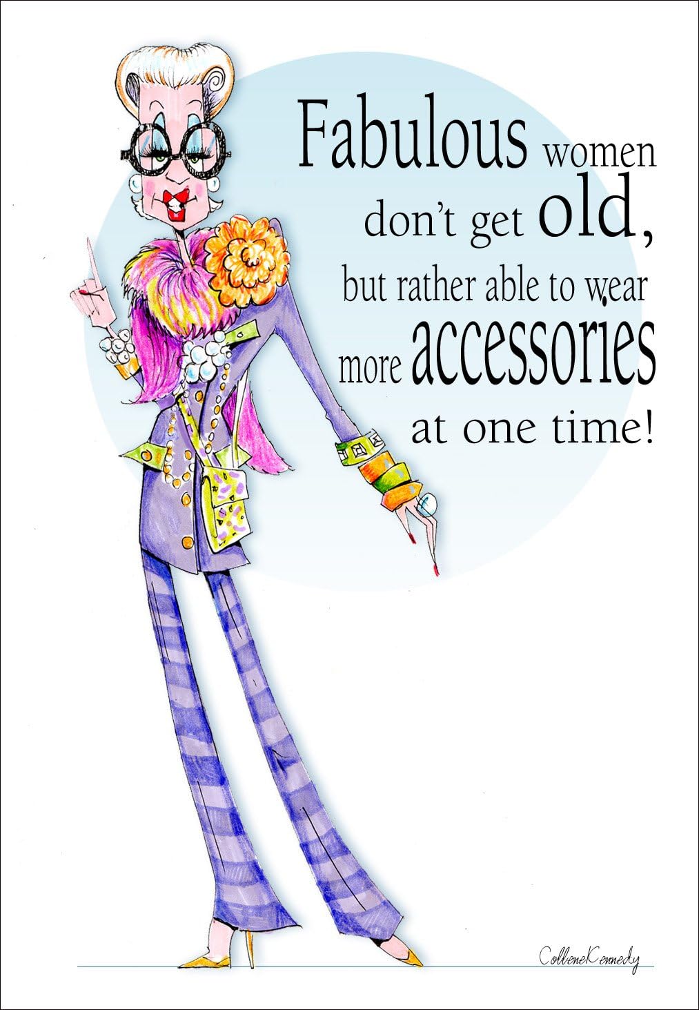 Iris Apfel inspired funny birthday card by Collene Kennedy
