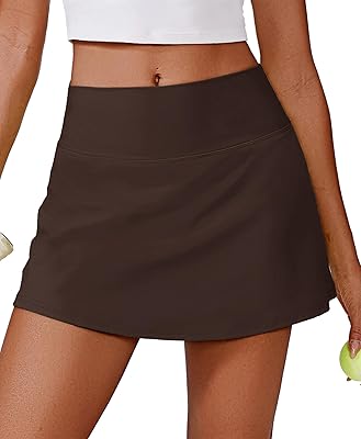 PINSPARK Womens Tennis Skirt High Waisted Golf Skort with 2 Pockets Stretchy Athletic Skirts for Workout Pickleball Running