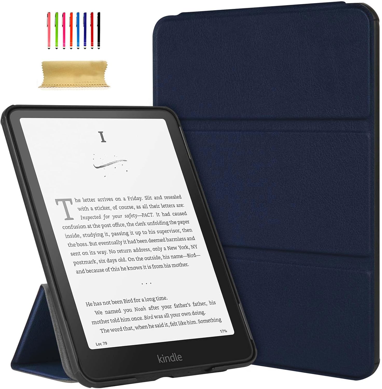 Dteck For Amazon Kindle Paperwhite Smart Folio Case 7" (12th Generation) 2024 Release with Auto Sleep Wake and Stand Function, Magnetic Closure, PU Leather Protective Lightweight Thin Cover, Dark Blue