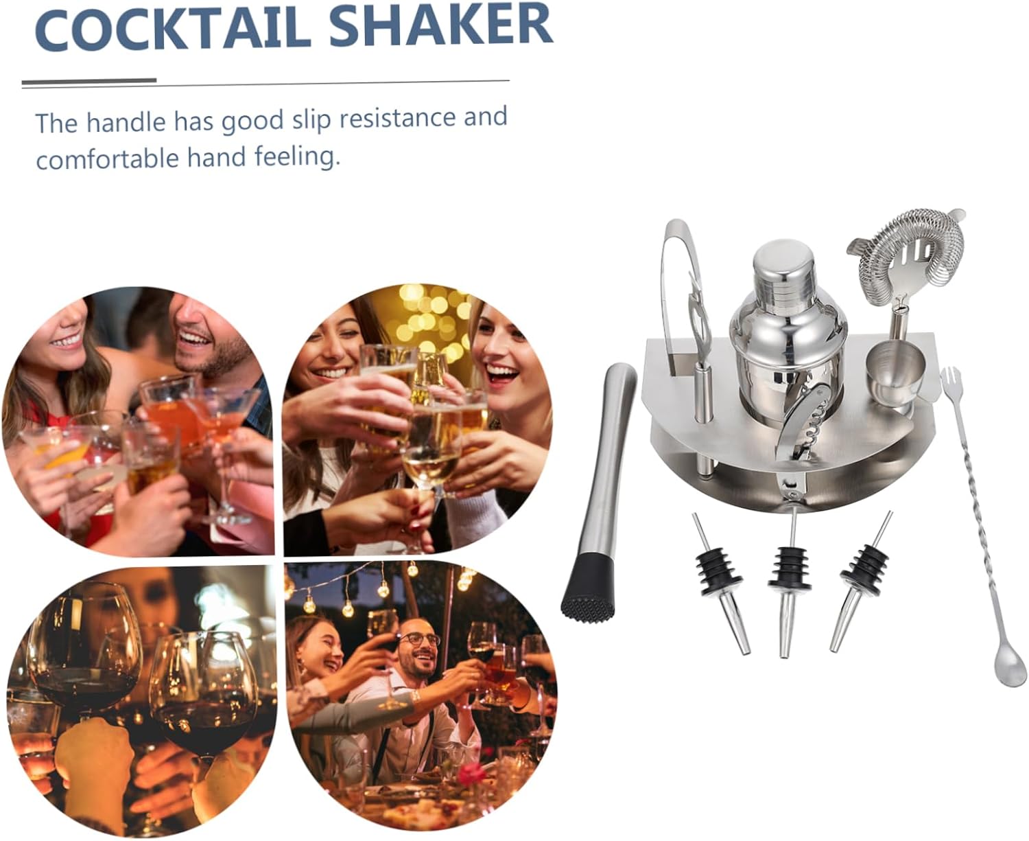 Zerodeko Stainless Steel Cocktail Shaker Set 12-Piece Bar Tools Strainer Jigger and Muddler for Home Bartending and Mixology