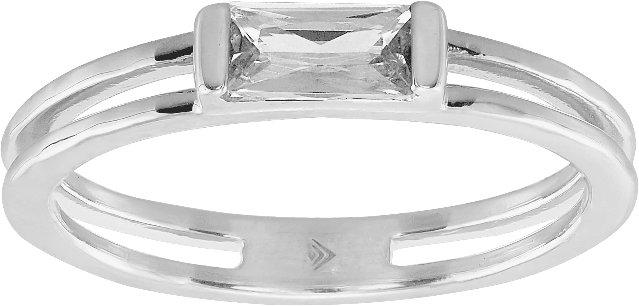 SilpadaBaguette Stack' Cubic Zirconia Ring in Sterling Silver