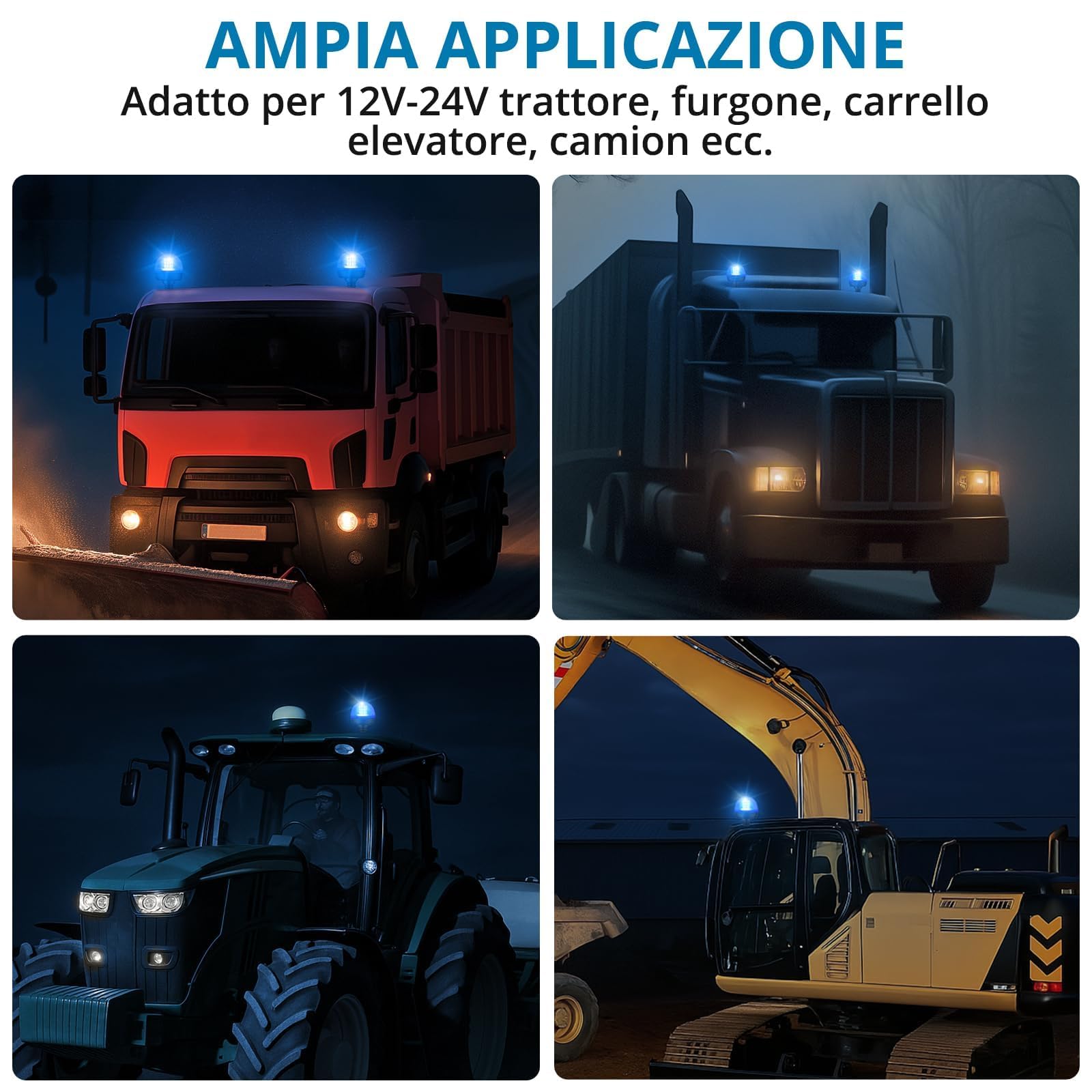 AUTOUTLET 2 x lampa ostrzegawcza, 30 diod LED, Amber, 12 V/24 V, z 3 trybami oświetlenia, dopuszczenie R10 E9, wodoszczelna, pyłoszczelna, do traktorów, ciężarówek i samochodów osobowych (niebieska)