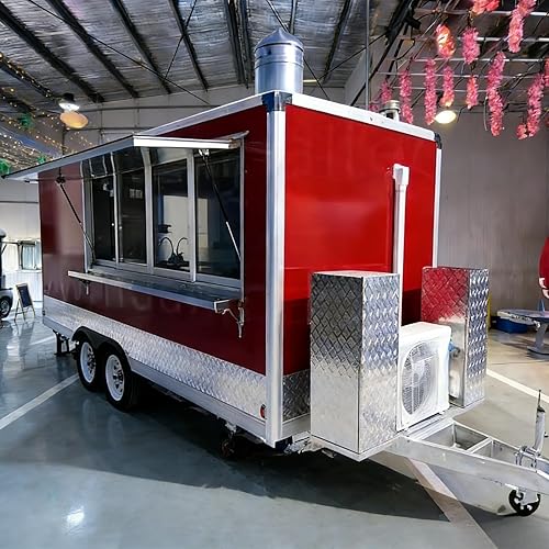 Food Truck Trailer - Fully Equipped Mobile Food Trailers for Sale, Outdoor Commercial Street Snack Vending Vehicle with Complete Systems