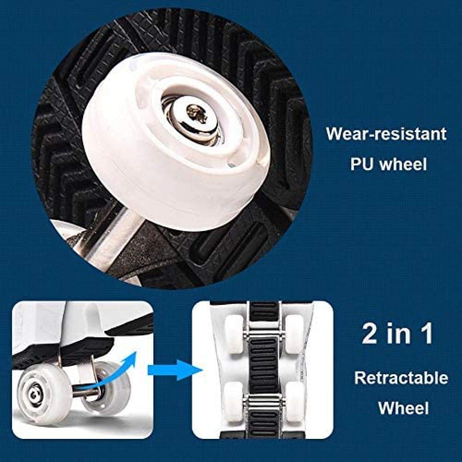 Rolschoenen Meisjes Jongens Wielschoenen Kinderen Quad Rolschaatsen Schoenen Sneakers 2 in 1 Parkour Schoenen/Outdoor Rollers,White-EU38