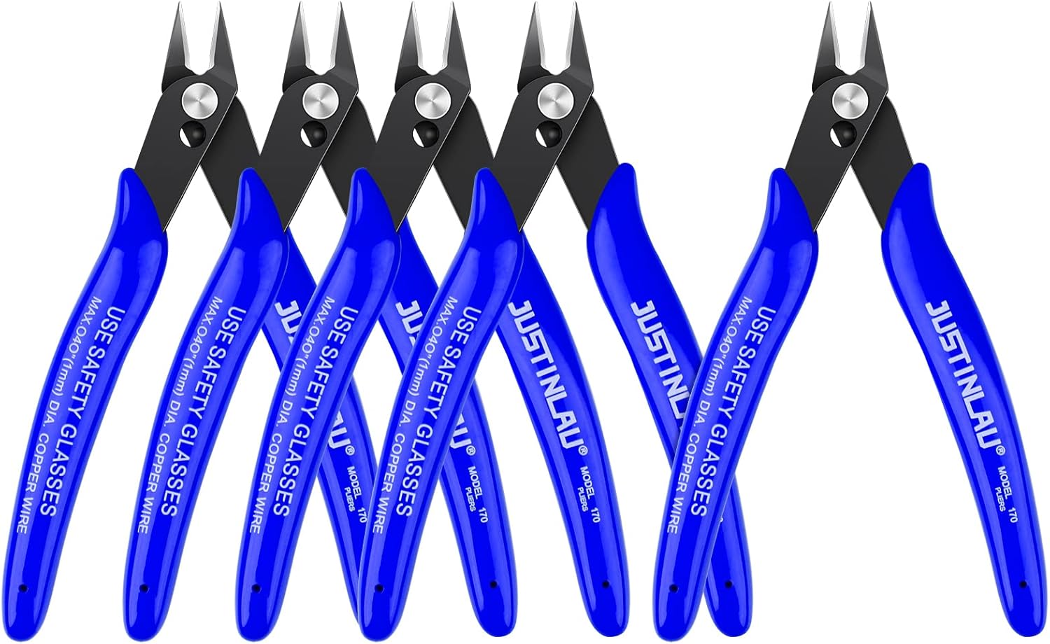 2Pcs 5 inch Small Flush Cutters Wire Snips Clippers Diagonal Cutters, Wire Cutter Soft Copper Wire Snips and Side Cutting Pliers for Electronic, Model, Jewelry Making (blue)