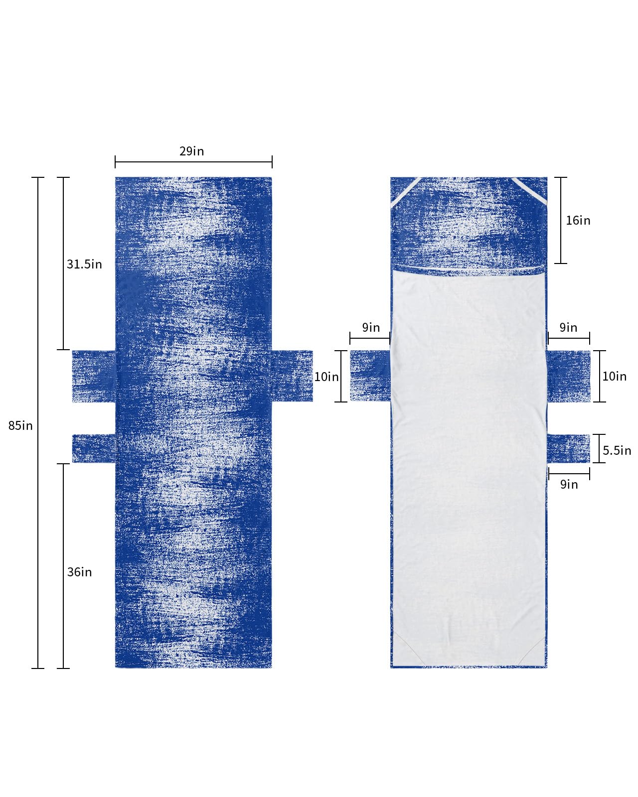 Abstract Blue, Beach Lounge Chair Towel Cover, Soft Chaise Lounge Towel with Side Pockets Patio Pool Chairs Cover for Beach/Pool Sunbathing 29x85 Modern Minimalist Oil Painting Art