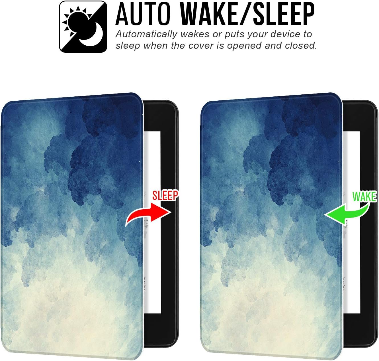 Ayotu Water-Safe Case for Kindle Paperwhite 2018 - PU Leather Smart Cover with Auto Wake/Sleep - Fits Amazon All Kindle Paperwhite Leather Cover (10th Generation-2018)，K10 The Blue Moonlight