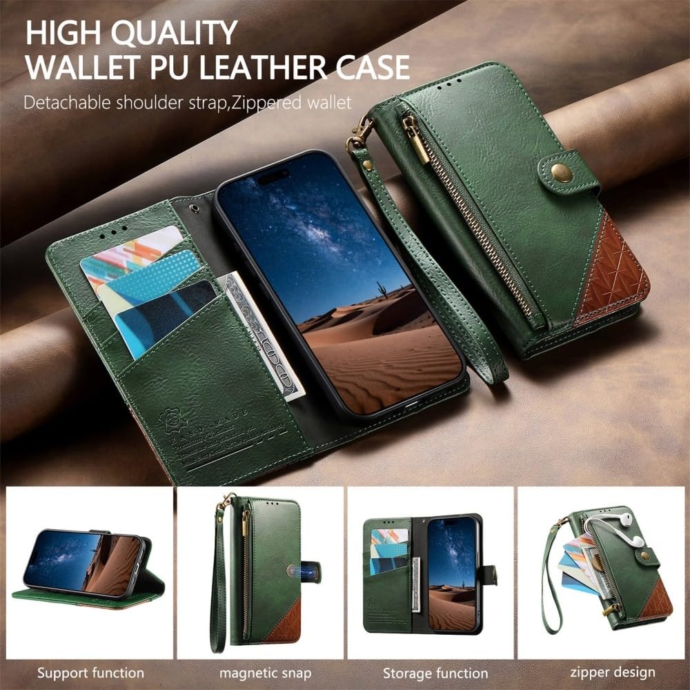 Generic Étui compatible avec Samsung Galaxy A50 / A30S / A50S (couleur : marron) étui à rabat en cuir portefeuille avec fermeture éclair