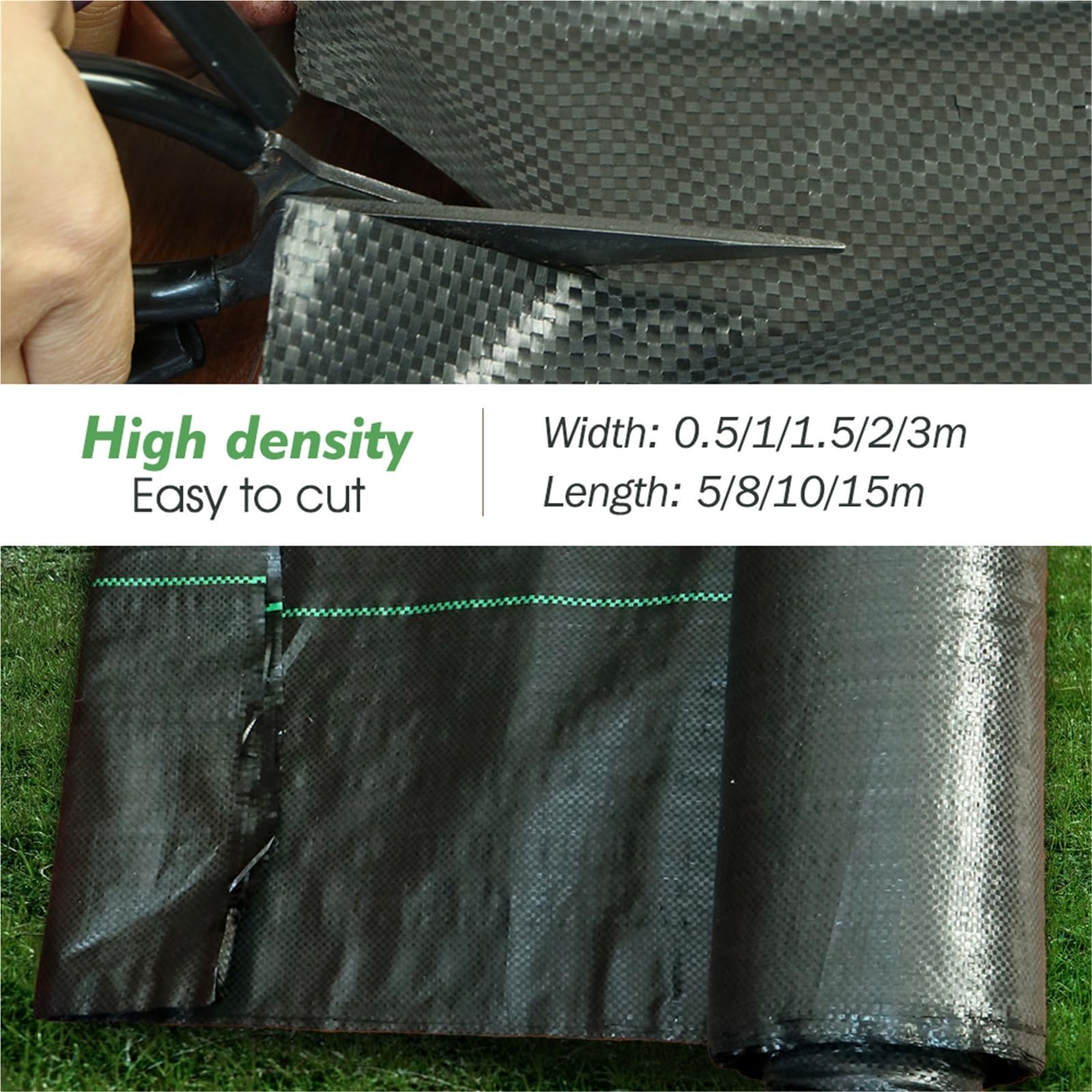 Manta Antihierbas Tela de cubierta suelo barrera contra malezas duradera PE | Paño de césped duradero y estera de mantillo for huerto, agricultura, jardinería, paisaje(Length-10M,Width-2M)